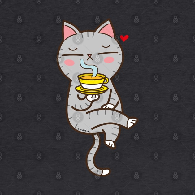 Coffee loving cat by doodletales